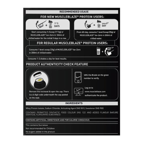 RecommendedUsage - MuscleBlaze Iso-Zero Whey Protein Isolate, 4.4 lb Zero Carb Strawberry RecommendedUsage - MuscleBlaze Iso-Zero Whey Protein Isolate, 4.4 lb Zero Carb Strawberry