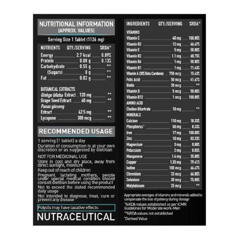 Supplement - MuscleBlaze MB-VITE Multivitamin, Unflavoured 60 tablet(s) Supplement - MuscleBlaze MB-VITE Multivitamin, Unflavoured 60 tablet(s)