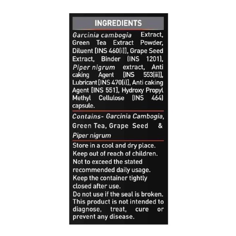 Ingredients - MuscleBlaze MB Burner with Garcinia Cambogia, 90 capsules Unflavoured Ingredients - MuscleBlaze MB Burner with Garcinia Cambogia, 90 capsules Unflavoured