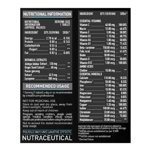 Supplement - MuscleBlaze MB-VITE Multivitamin, Unflavoured 60 tablet(s) Supplement - MuscleBlaze MB-VITE Multivitamin, Unflavoured 60 tablet(s)