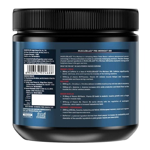 Benefit - MuscleBlaze PRE Workout 300, 0.55 lb Melon Twist Benefit - MuscleBlaze PRE Workout 300, 0.55 lb Melon Twist