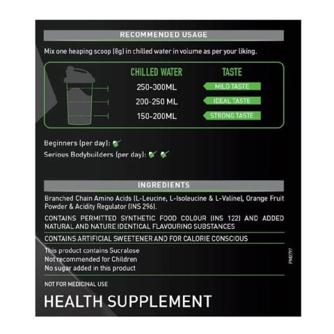RecommndedUsage - MuscleBlaze BCAA 6000 Amino Acid Powder, 0.88 lb 50 Servings (Watermelon) RecommndedUsage - MuscleBlaze BCAA 6000 Amino Acid Powder, 0.88 lb 50 Servings (Watermelon)