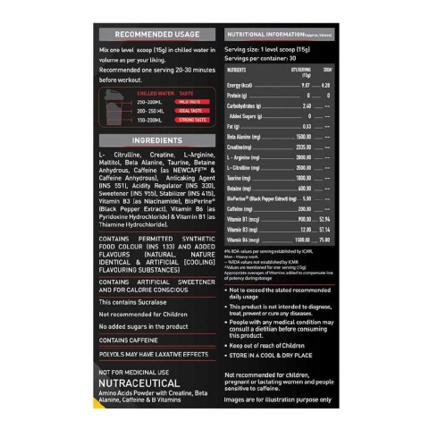 RecommendedUsage - MuscleBlaze Torque Pre-Workout, 0.99 lb Icy Blue Splash RecommendedUsage - MuscleBlaze Torque Pre-Workout, 0.99 lb Icy Blue Splash