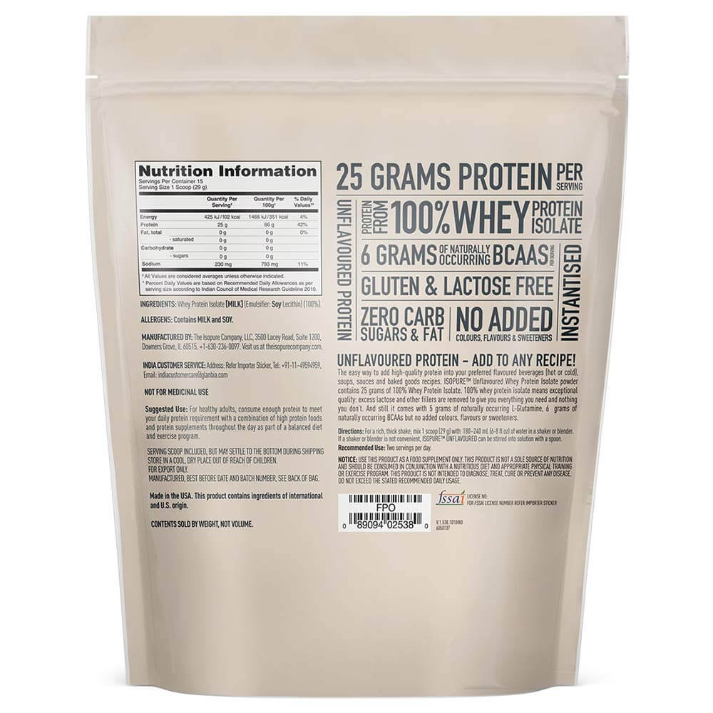 supplementinfo - Isopure Whey Protein Isolate,  1 lb  Unflavoured 