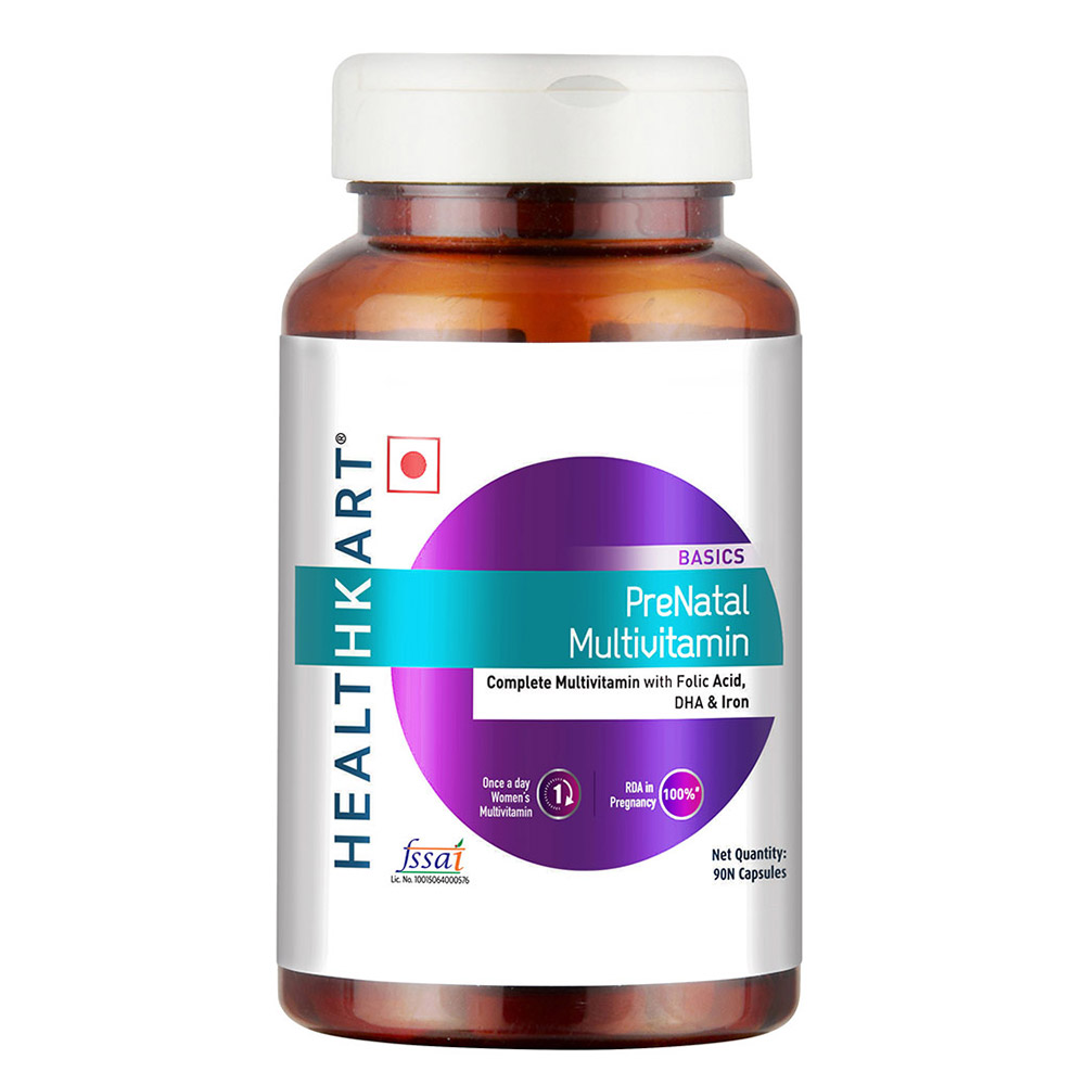 2 - HealthKart Pre-Natal Multivitamin with Folic Acid DHA & Iron OP,  90 capsules  Unflavoured 