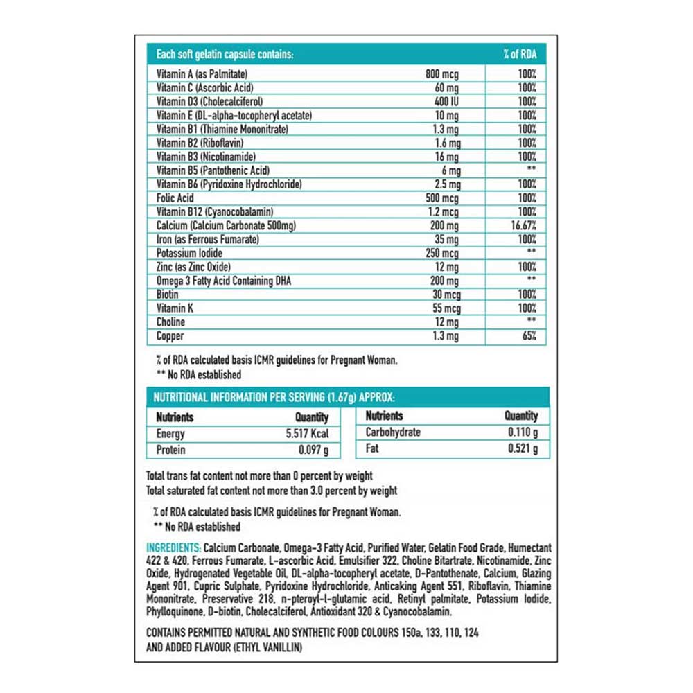 1 - HealthKart Pre-Natal Multivitamin with Folic Acid DHA & Iron OP,  90 capsules  Unflavoured 
