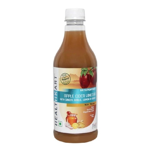 5 - HealthKart Apple Cider Vinegar with Mother OP,  0.5 L  Ginger, Garlic, Lemon & Honey 