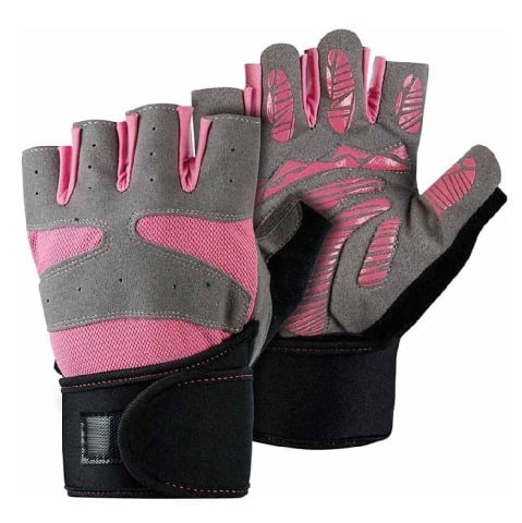 Fitsy Gym Gloves with Wrist Support for Women,  Pink  Medium 
