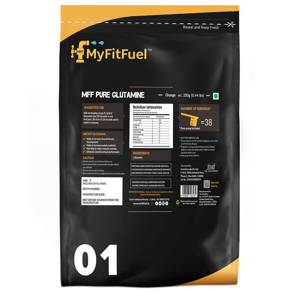 supplementinfo - MyFitFuel Pure Glutamine,  0.44 lb  Orange 