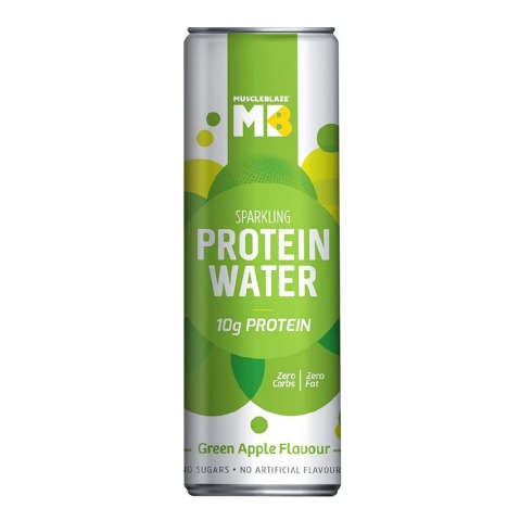 2 - MuscleBlaze Sparkling Protein Water (10g Protein) OP,  250 ml  Green Apple 