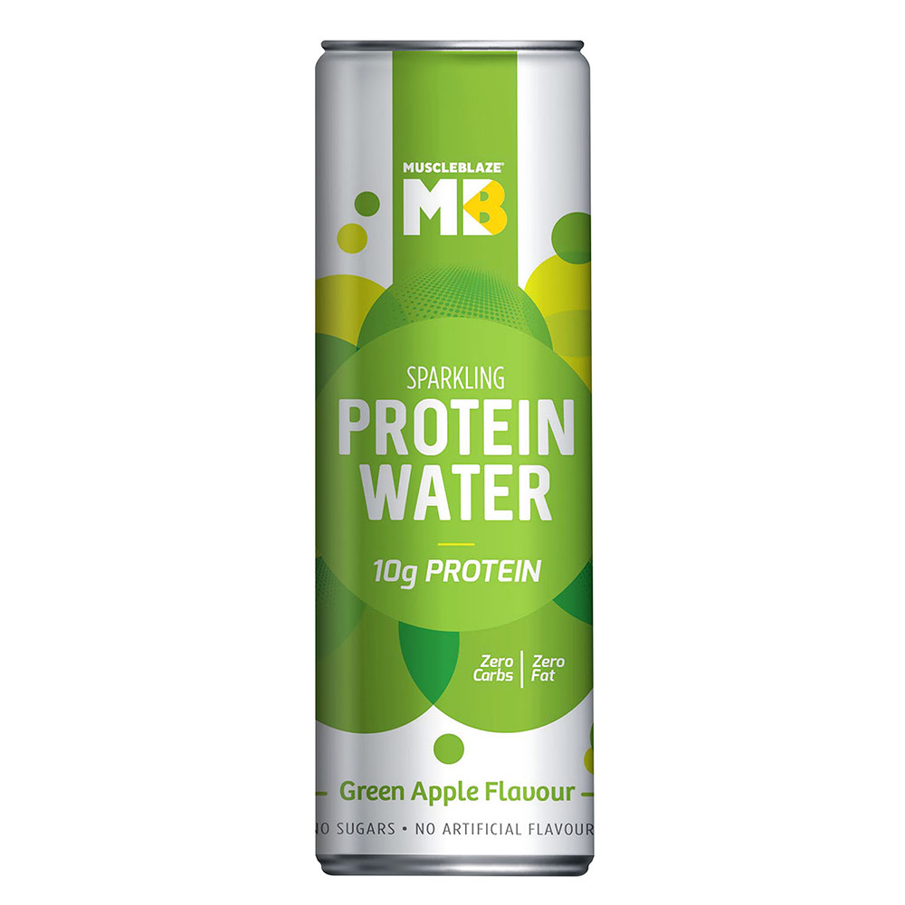 2 - MuscleBlaze Sparkling Protein Water (10g Protein) OP,  250 ml  Green Apple 