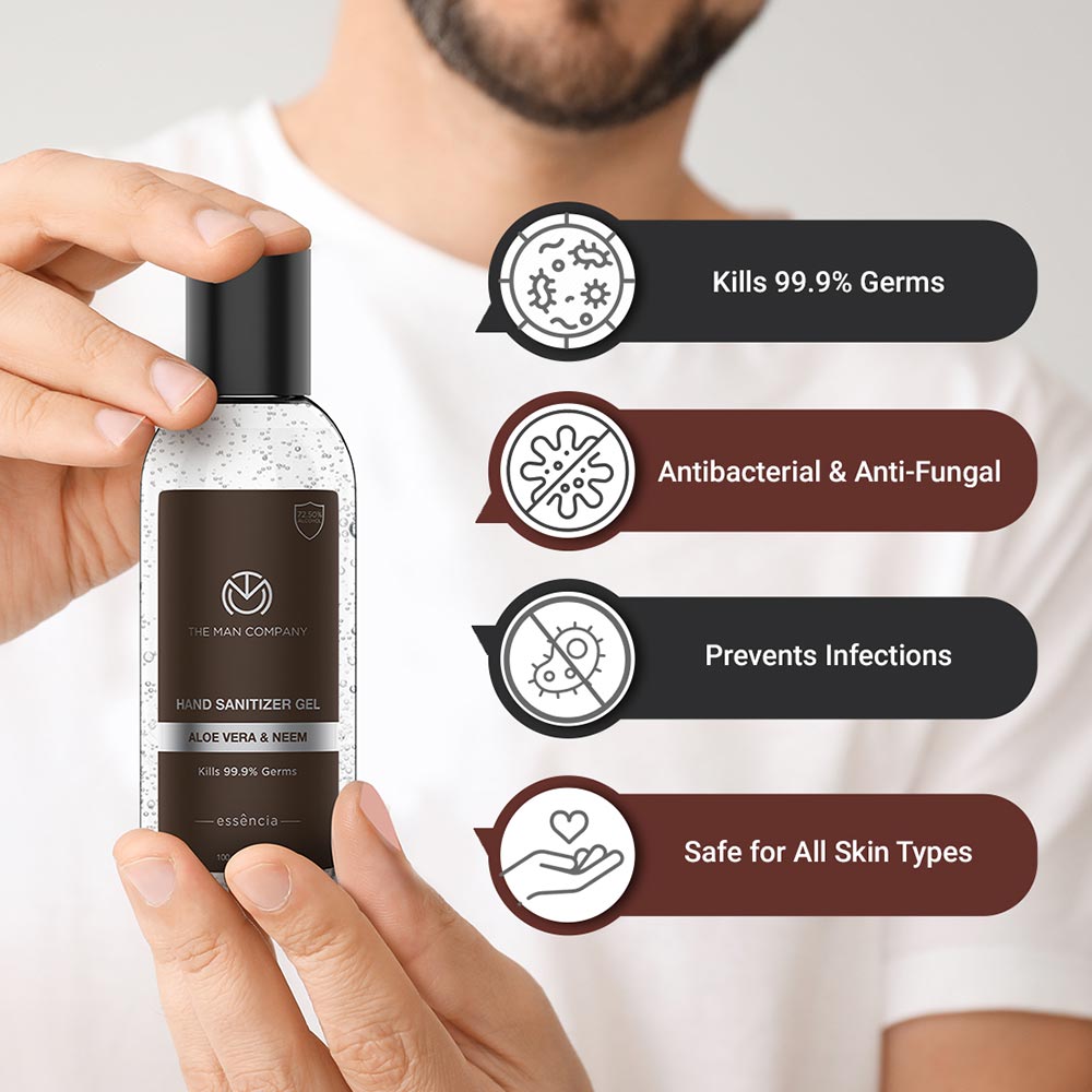 2 - The Man Company Hand Sanitizer Gel,  Neem & Aloevera  100 ml  Protection from Germs (Pack of 10) 
