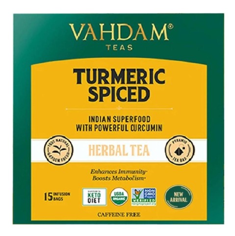 VAHDAM Turmeric Spiced Herbal Tea Tisane,  Natural  15 Piece(s)/Pack 