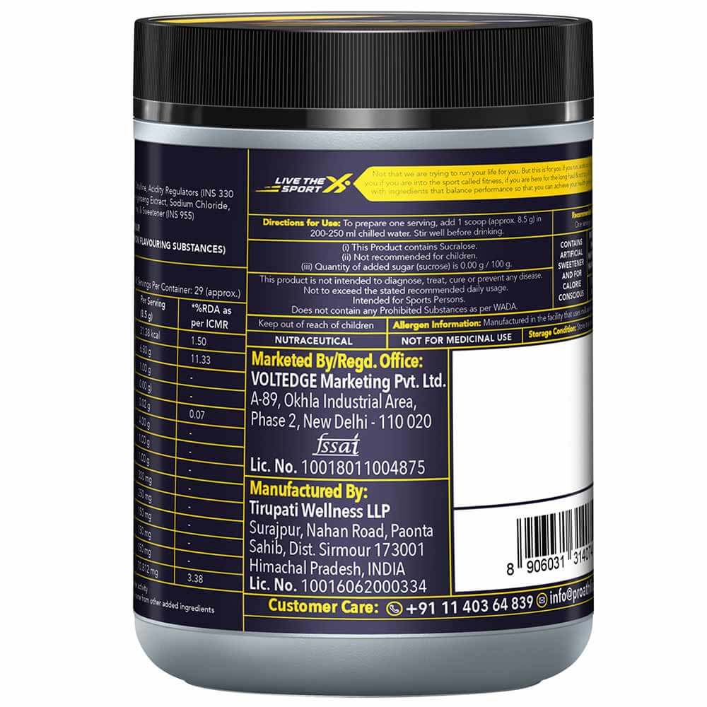 back - Proathlix Pre Workout with Beta Alanine Panax Ginseng Extract and Caffeine,  0.55 lb  Lemon 
