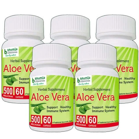 Bhumija Aloe Vera (Pack of 5), 60 capsules Bhumija Aloe Vera (Pack of 5), 60 capsules