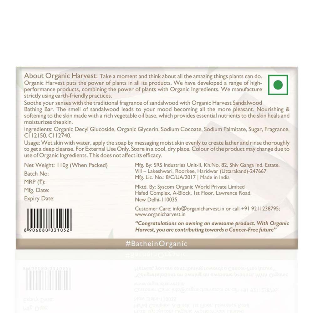 Back - Organic Harvest Bathing Bar,  110 g  Sandalwood 