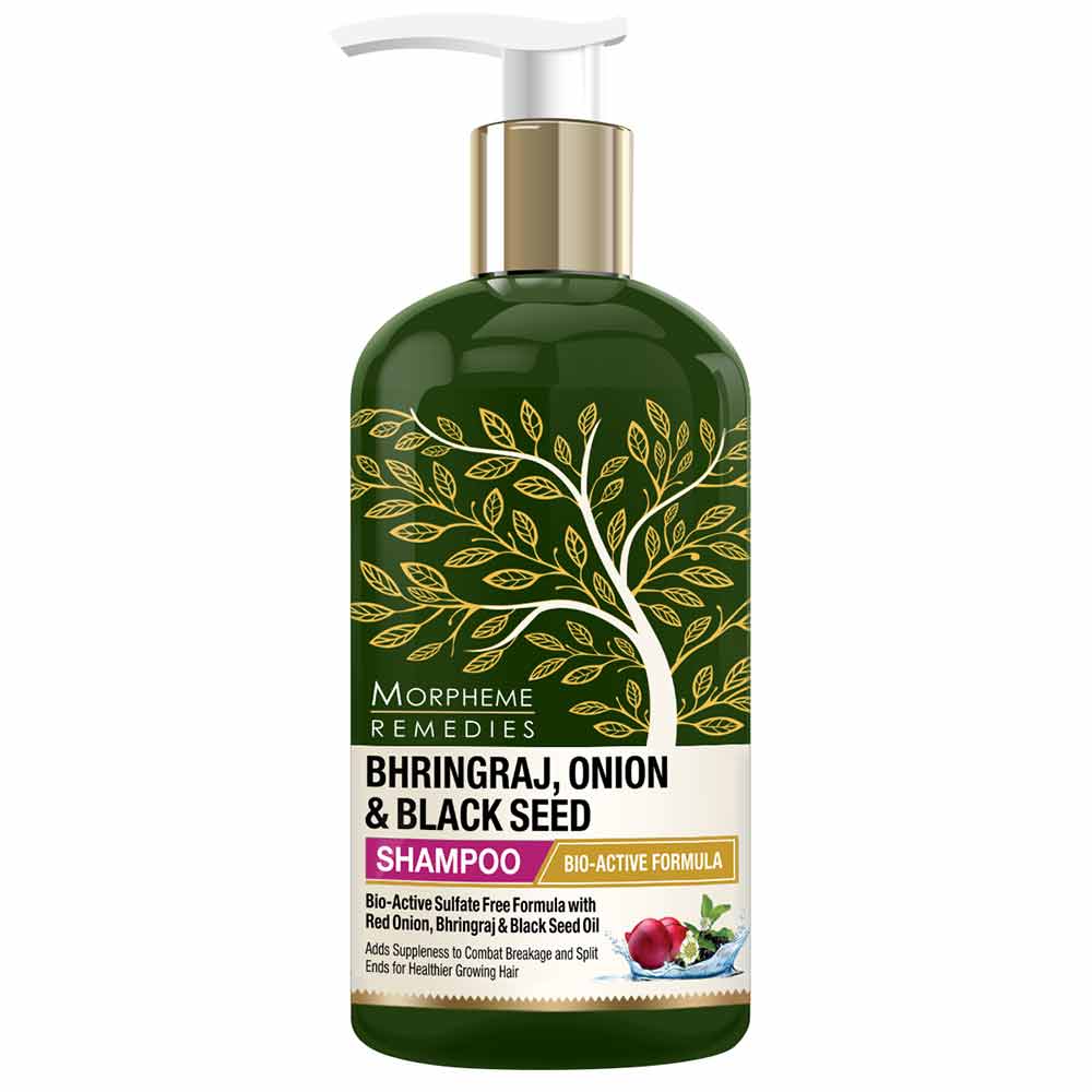 Front - Morpheme Remedies Bhringraj Onion & Black Seed Combo,  3 Piece(s)/Pack  Hair Shampoo 300ml + Conditioner 300ml + Hair Oil 200ml 