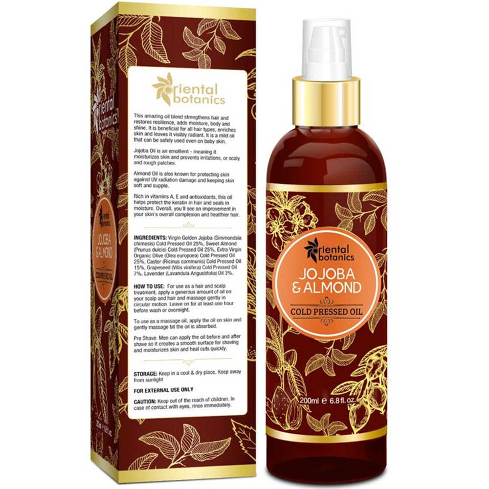 Back - Oriental Botanics Cold Pressed Oil,  200 ml  Jojoba & Almond 