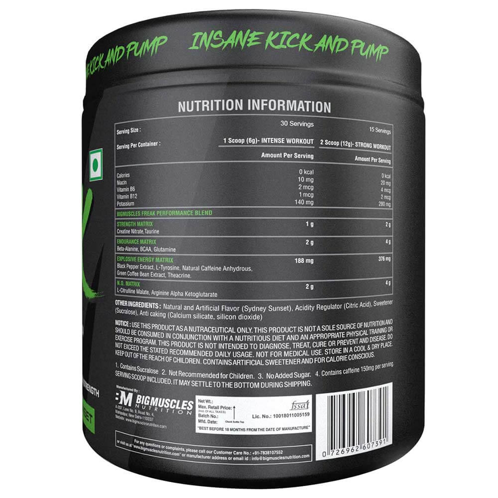 Big Muscles Freak Pre Workout, 0.4 lb Sydney Sunset at Best Price in