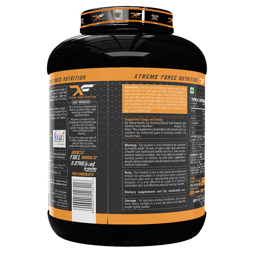 back - Xtreme Force Nutrition Muscle Fuel Anabolic XF,  5 lb  Rich Chocolate 