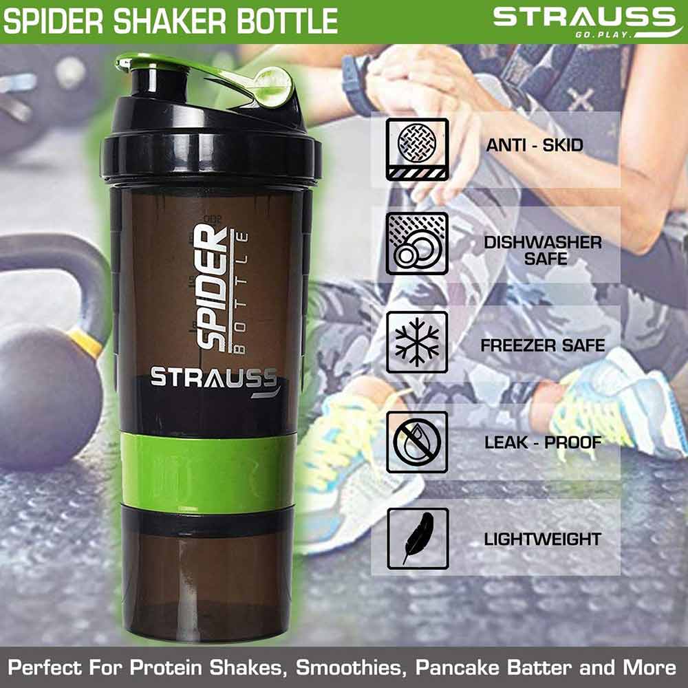 2 - Strauss Spider Shaker Bottle,  Green  500 ml 