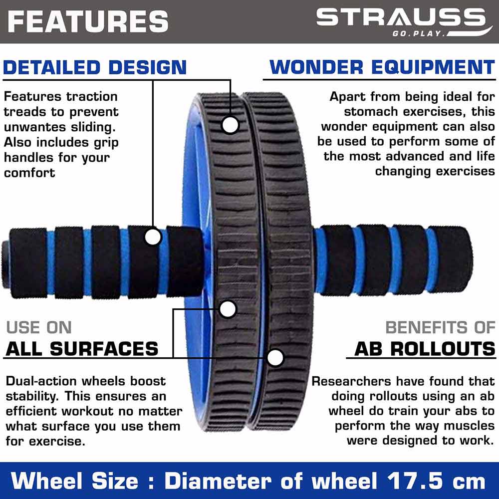 2 - Strauss Double Exercise Wheel,  Blue  560 g 