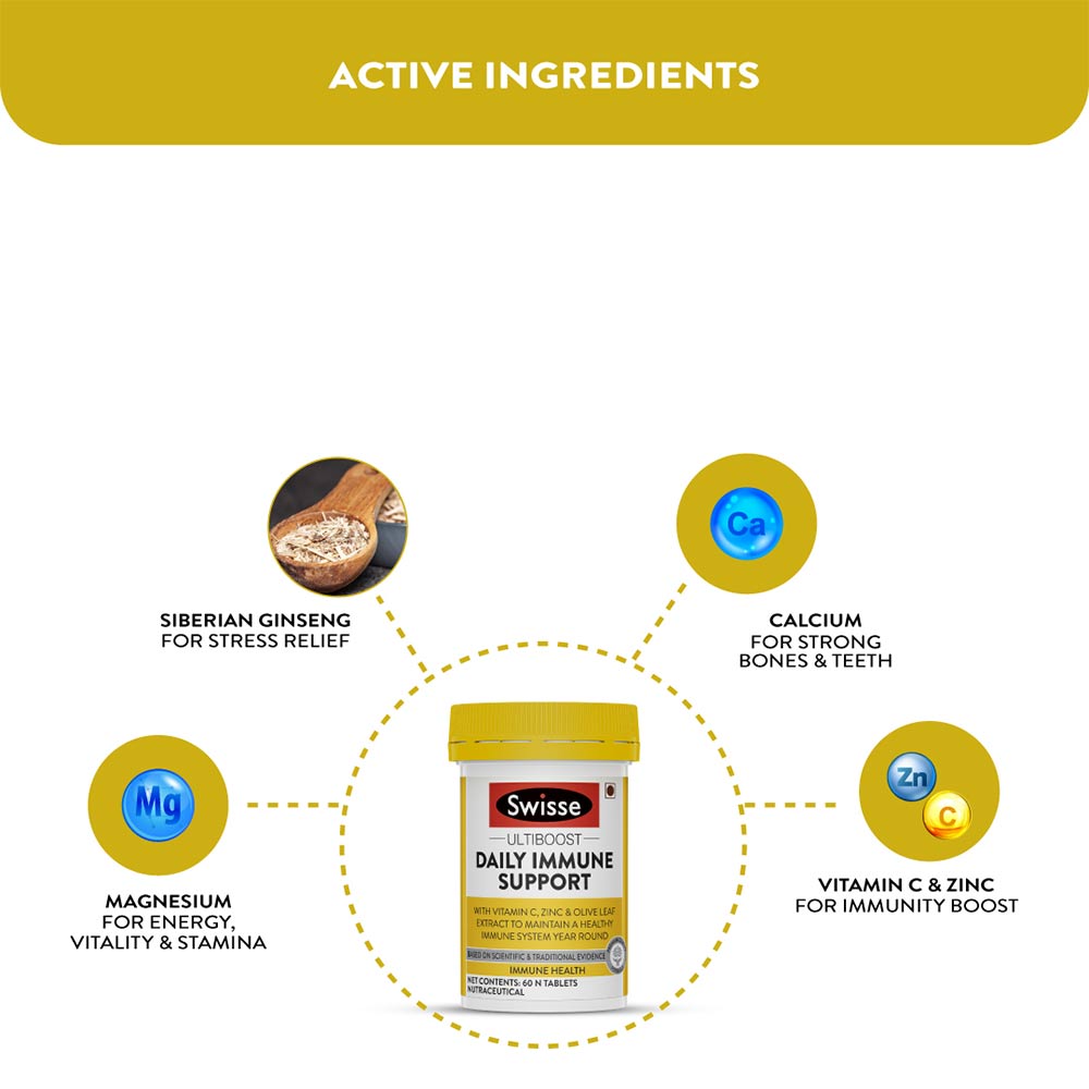 ingredients - Swisse Ultiboost Daily Immune Support,  60 tablet(s) 