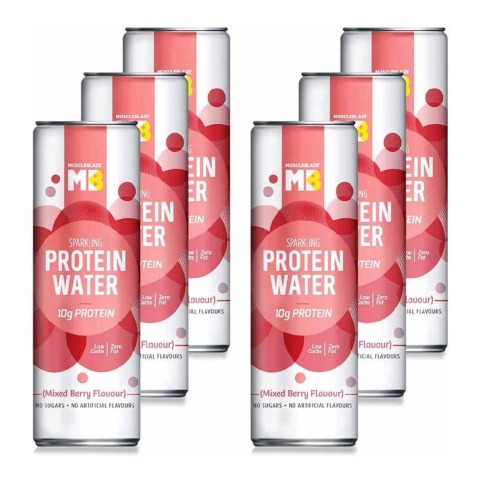 3 - MuscleBlaze Sparkling Protein Water (10g Protein) OP,  6 Piece(s)/Pack  Mixed Berry 