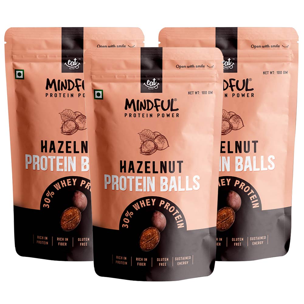 1 - Eat Anytime Protein Balls,  100 g  Hazelnut Pack of 3 