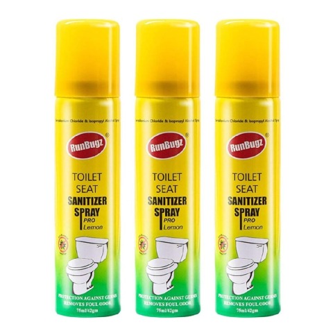 1 - RunBugz Toilet Seat Sanitizer Spray,  Lemon  75 ml  Protection Against Germs (Pack of 3) 
