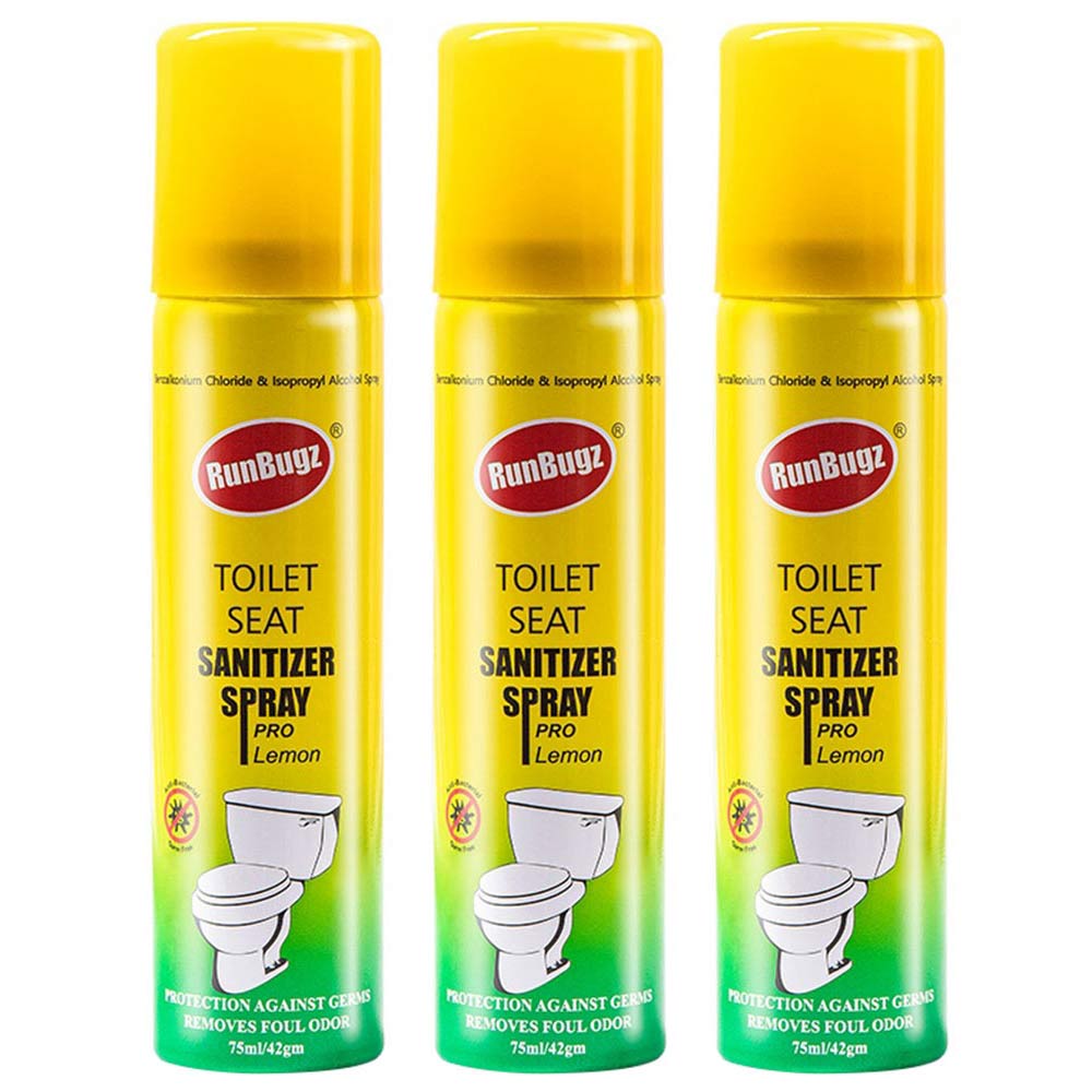1 - RunBugz Toilet Seat Sanitizer Spray,  Lemon  75 ml  Protection Against Germs (Pack of 3) 