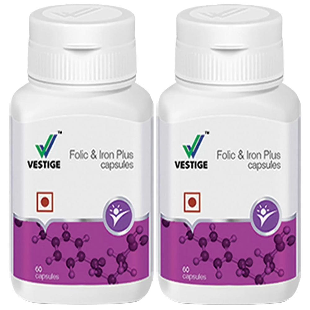 Vestige Folic & Iron Plus Pack of 2,  60 capsules 