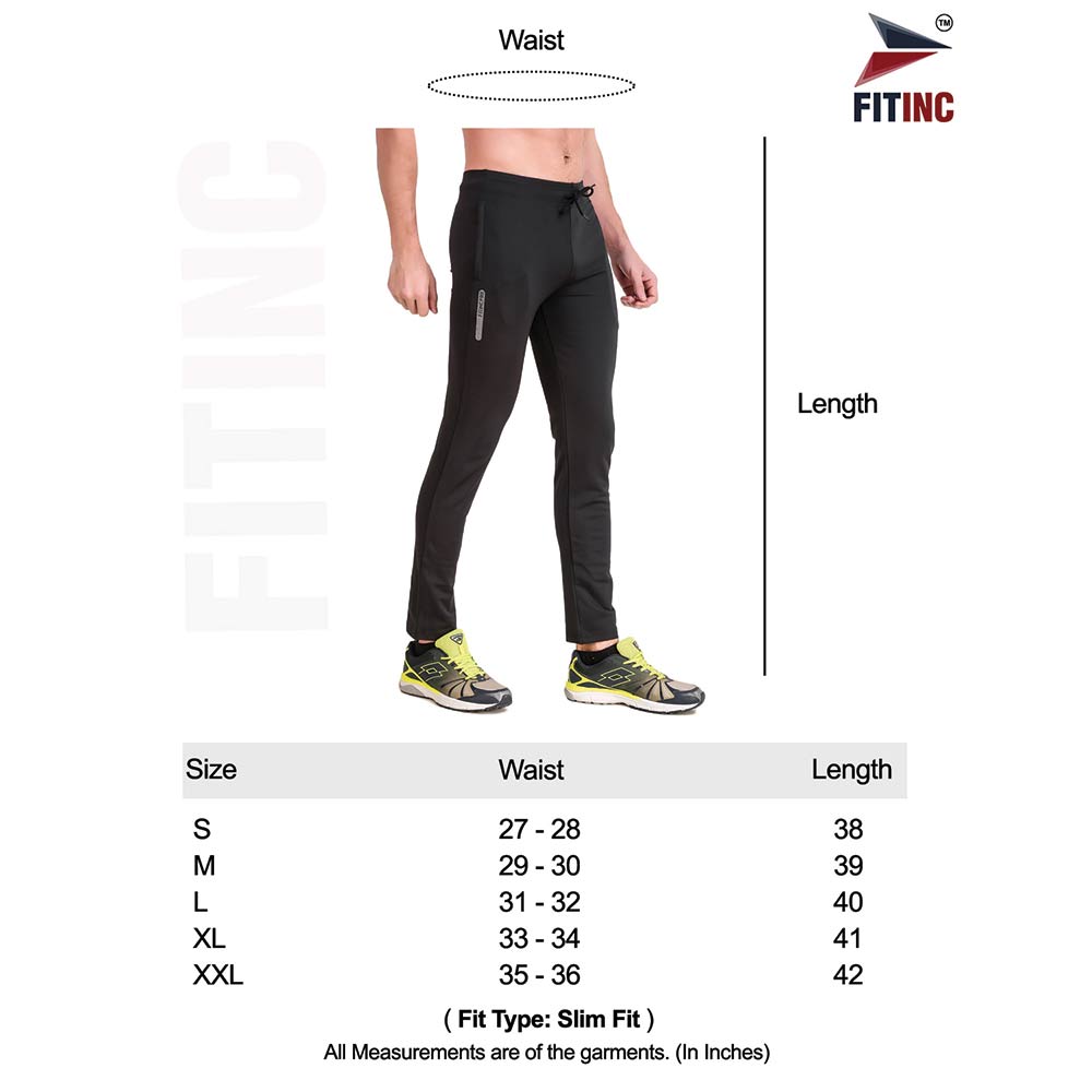 2 - Fitinc Men's Gym & Yoga Wear Stretchable Trackpant with Two Zipper Pockets,  Black  Small 