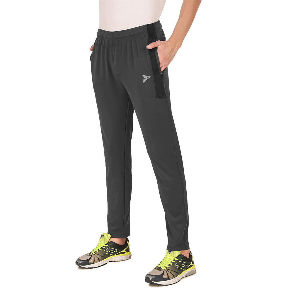 1 - Fitinc Lycra Stretchable Trackpant for Men with Two Side Zipper Pockets,  Grey  Medium 