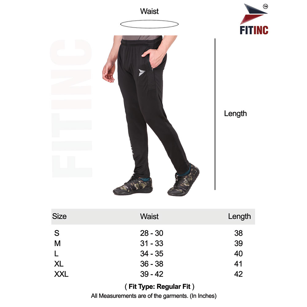 6 - Fitinc Lycra Stretchable Trackpant for Men with Two Side Zipper Pockets,  Grey  Medium 