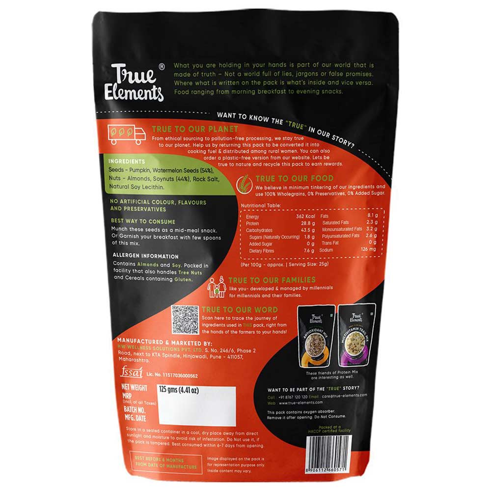 back - True Elements Protein Mix Pack of 3,  Unflavoured  0.125 kg 