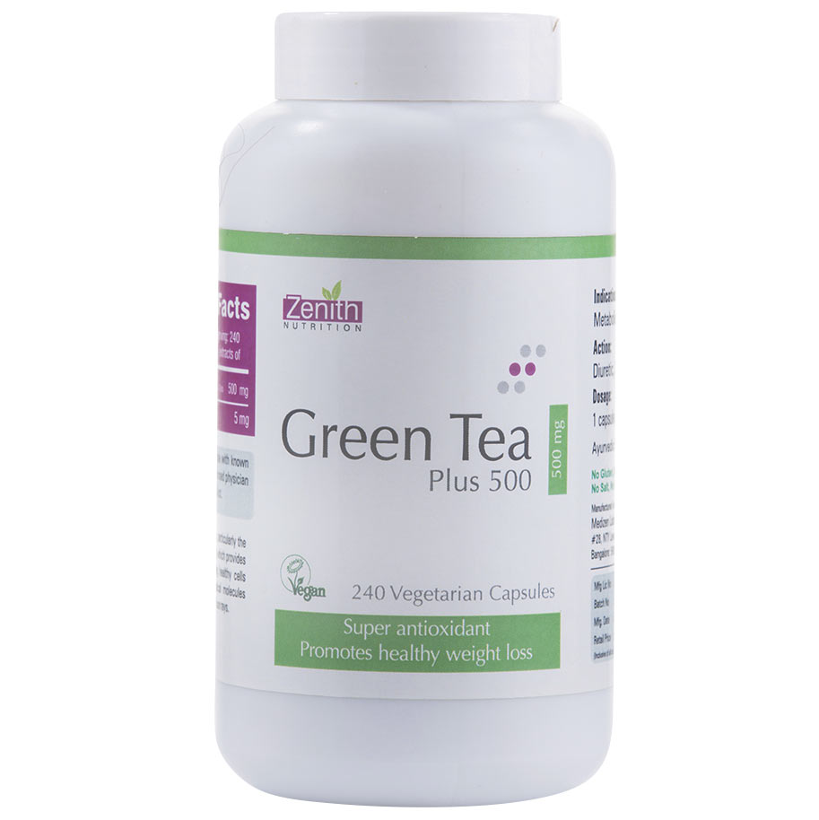 Zenith Nutrition Green Tea Plus (500 mg),  240 capsules  Unflavoured 