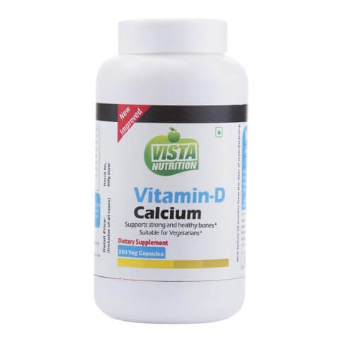 Vista Nutrition Vitamin-D & Calcium, Unflavoured 240 capsules Vista Nutrition Vitamin-D & Calcium, Unflavoured 240 capsules