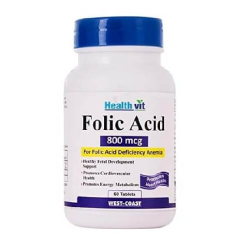Healthvit Folic Acid (800 mcg), Unflavoured 60 tablet(s) Healthvit Folic Acid (800 mcg), Unflavoured 60 tablet(s)