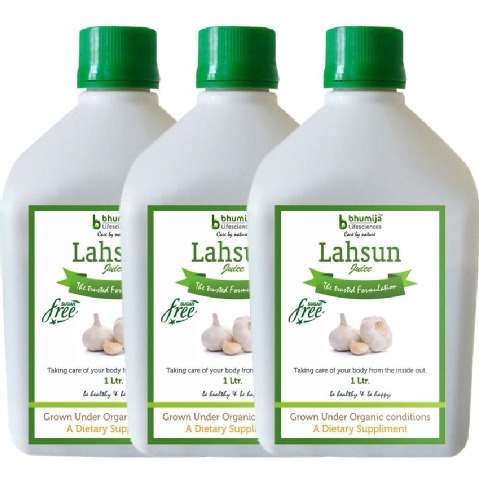 Bhumija Lahsun Juice - Pack of 3, Sugar Free 1 L Bhumija Lahsun Juice - Pack of 3, Sugar Free 1 L