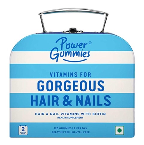 Power Gummies Hair Vitamins with Biotin,  120 gummies  Natural Fruity (2 Months Pack) 