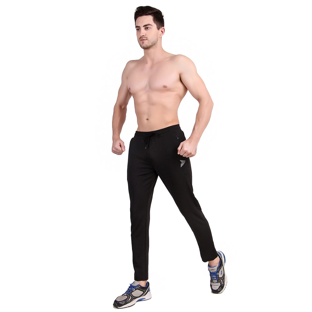 2 - Fitinc Dobby Stretchable Trackpant for Men with Two Zipper Pockets,  Black  XL 