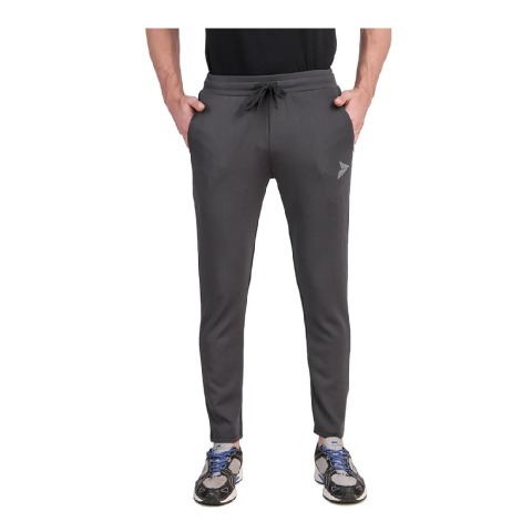 4 - Fitinc Dobby Stretchable Trackpant for Men with Two Zipper Pockets,  Grey  Small 
