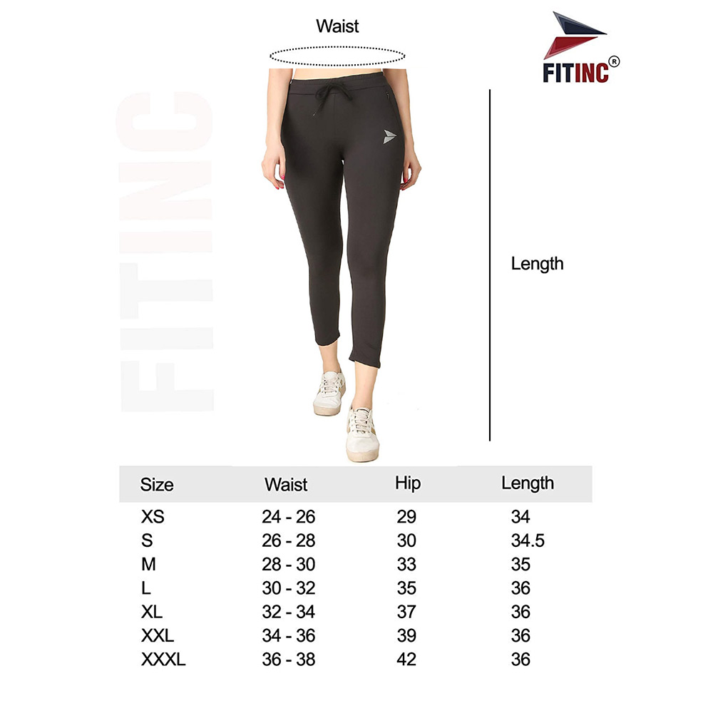 3 - Fitinc Premium Stretchable Trackpant with Zippers Pockets for Women,  Black  Medium 