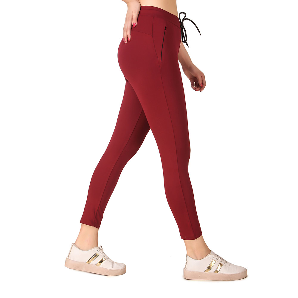 Fitinc Premium Stretchable Trackpant with Zippers Pockets for Women,  Maroon  XXXL 