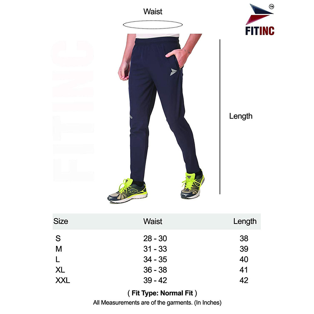 7 - Fitinc NS Lycra Trackpant with Both Side Zip Pockets,  Black  Large 