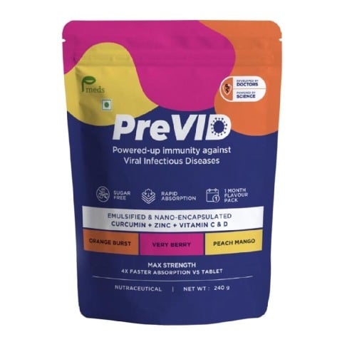 1 - PreVID Immunity Pack of Nano Curcumin, Zinc,Vitamin C & D,  240 g  Unflavoured 