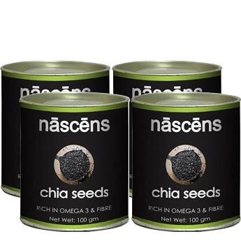 Nascens Chia Seeds, 100 g - Pack of 4 Nascens Chia Seeds, 100 g - Pack of 4