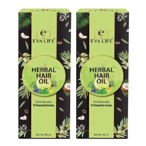 1 - Evalife Herbal&nbsp;Hair Oil -Pack of 2,  100 ml  for All Hair Types 