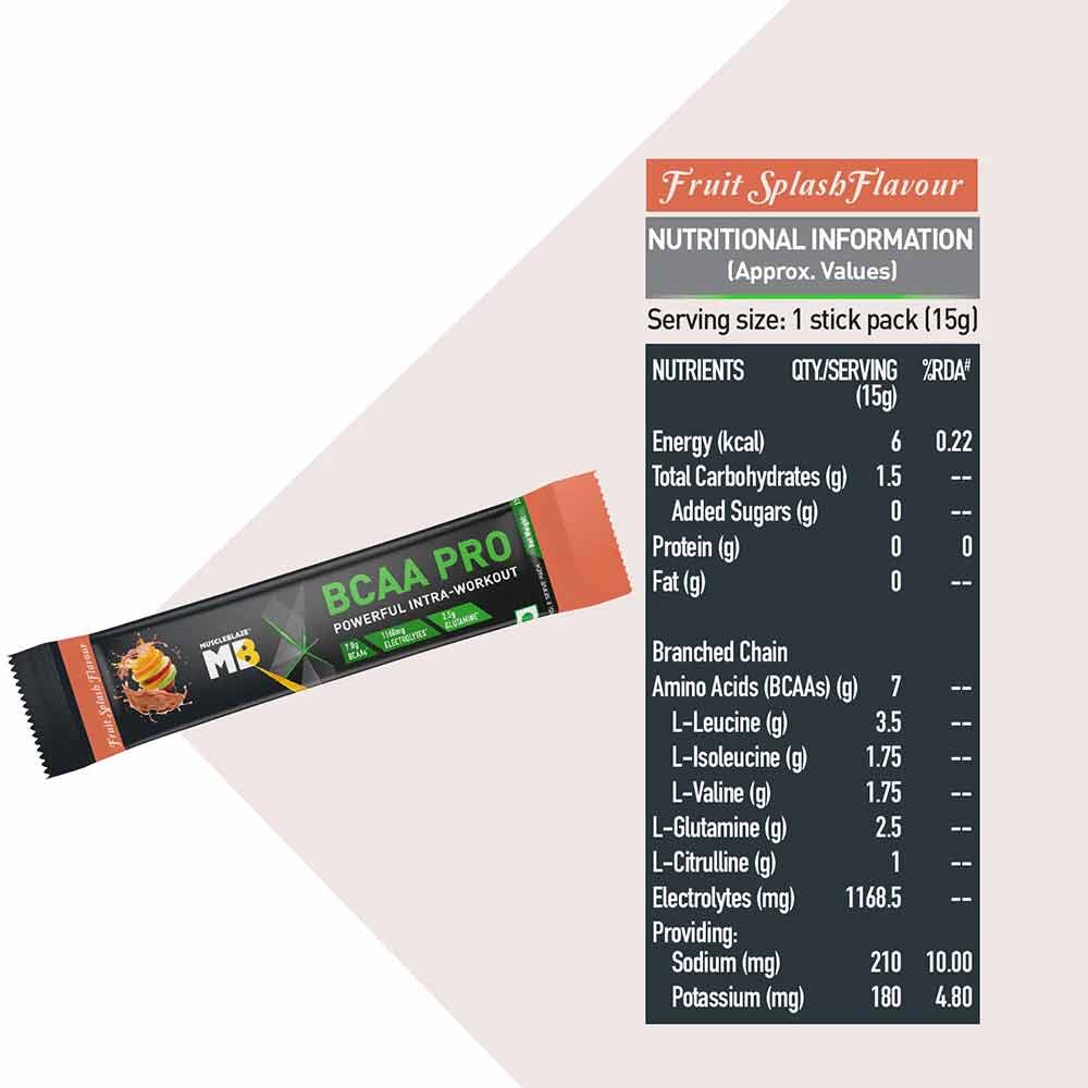 3 - MuscleBlaze BCAA Pro OP,  0.69 lb  21 Servings  Fruit Splash 